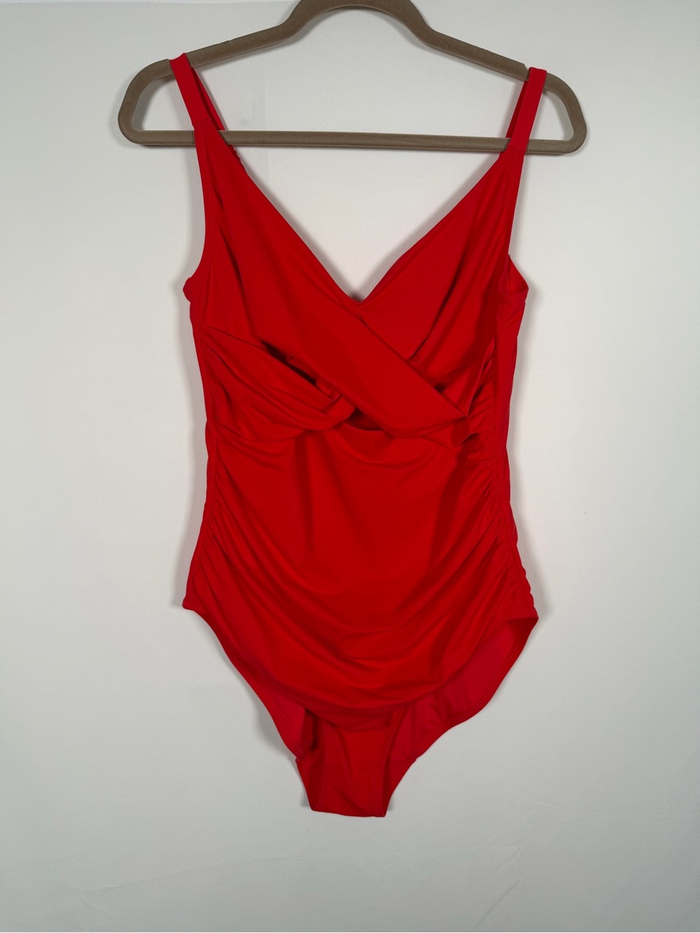 NWT Shapellx Sculpting Red One-Piece Swimsuit with V-Neck Wrap